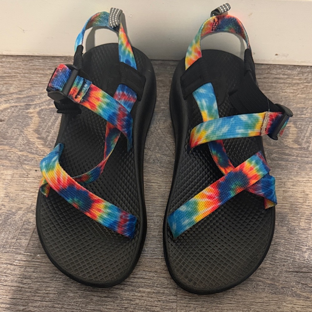 Chaco Tie-Dye Strap Black Footbed Sport Sandals